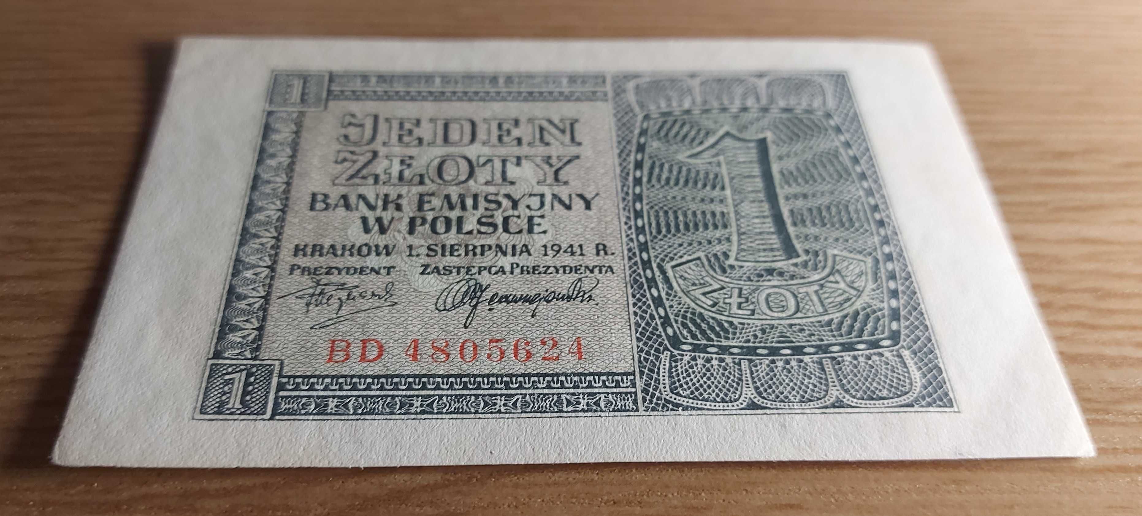 Banknot 1 złoty, emisja z roku 1941.