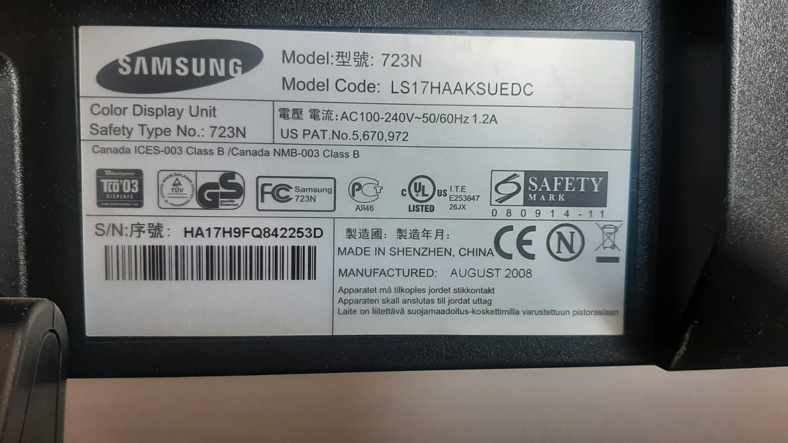 Monitor samsung model723 N