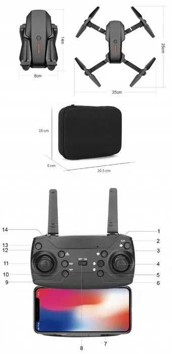 DRON NA 2 KAMERY HD WIFI Zabawka na Prezent 360° Zawis BEZ POZWOLENIA