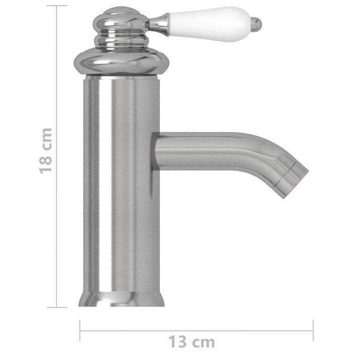 vidaXL Bateria umywalkowa, srebrna, 130x180 mm