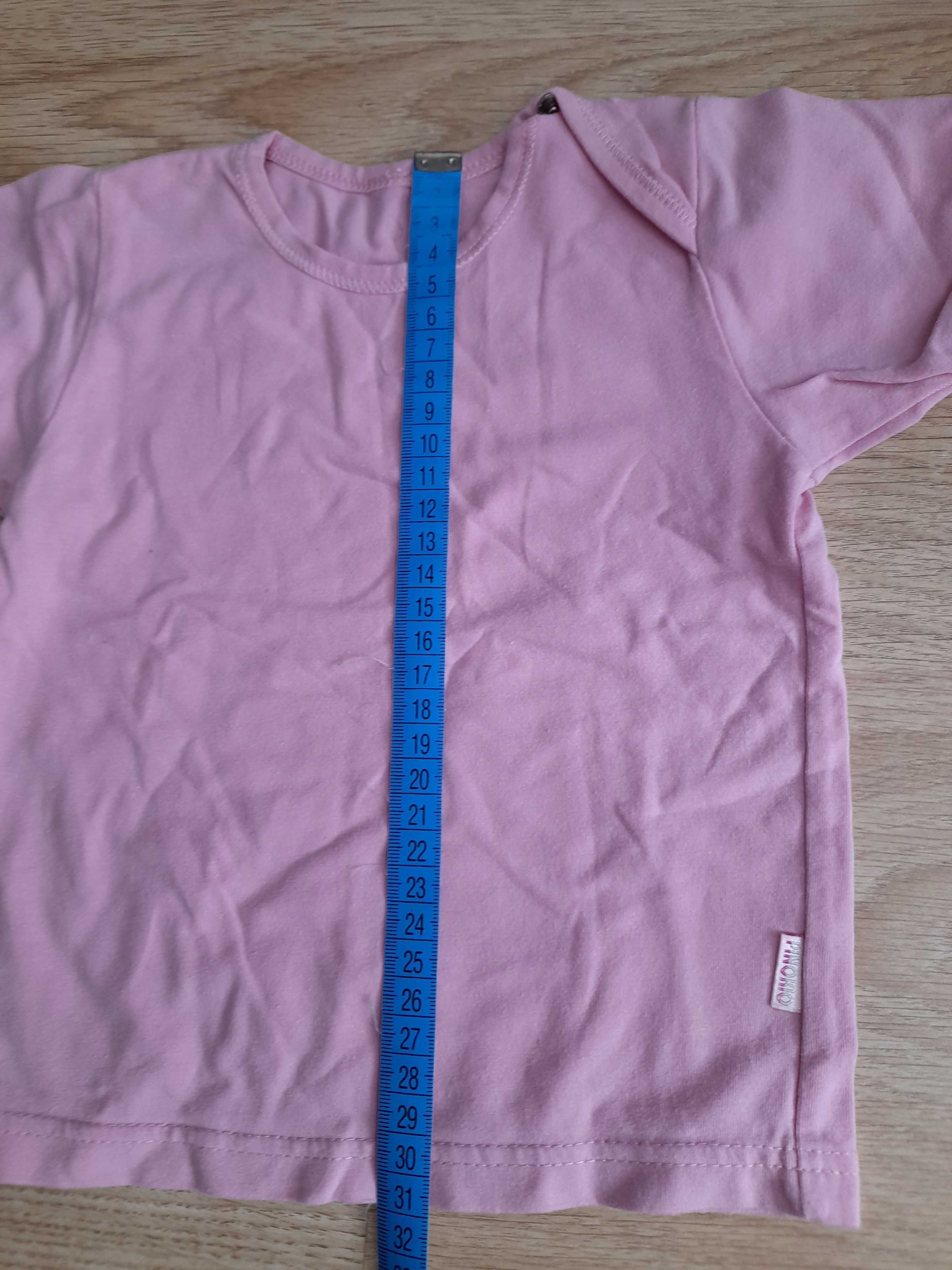 Bluzeczka  dziewczęca różowa z krótkim rękawem rozm. 68 cm