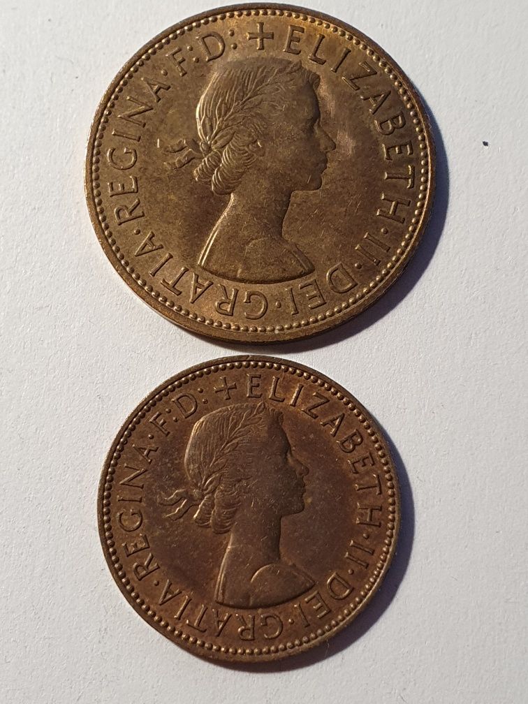Один пенни половина пенни 1967 монеты