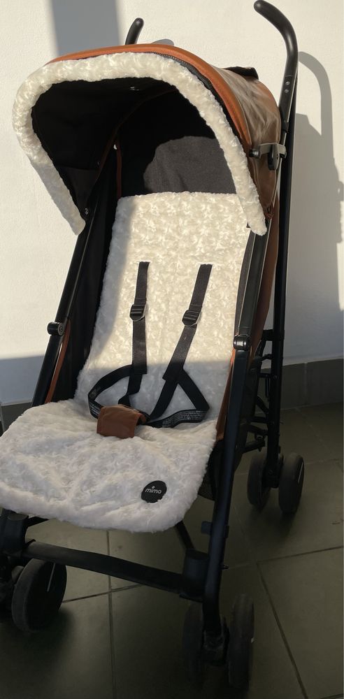 Mima Bo wózek spacerowy śpiworek wkładka karmelowy Rumia parasolka