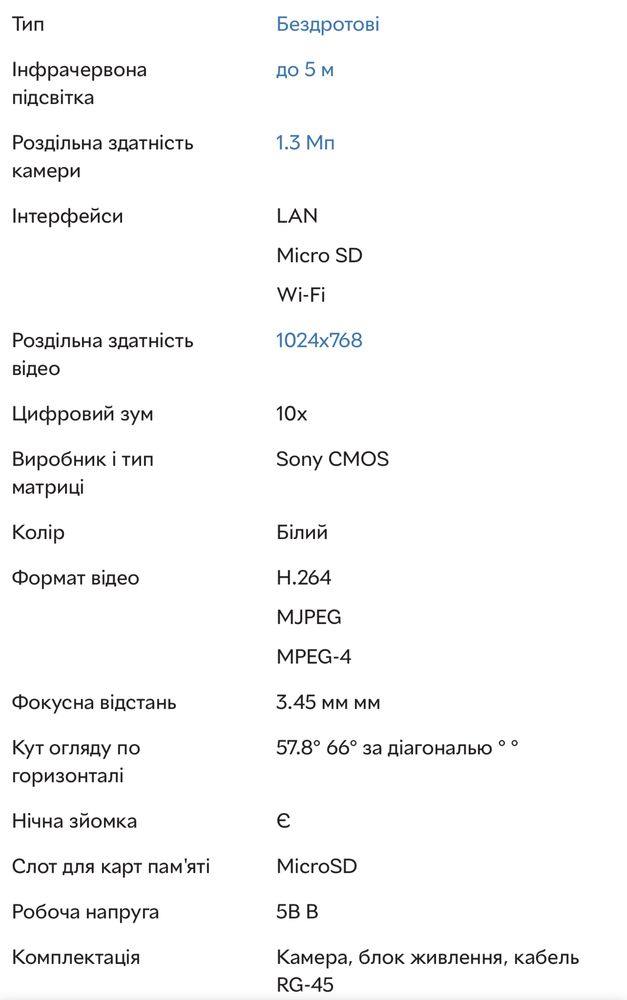 камера спостереження внутрішня Wi-Fi