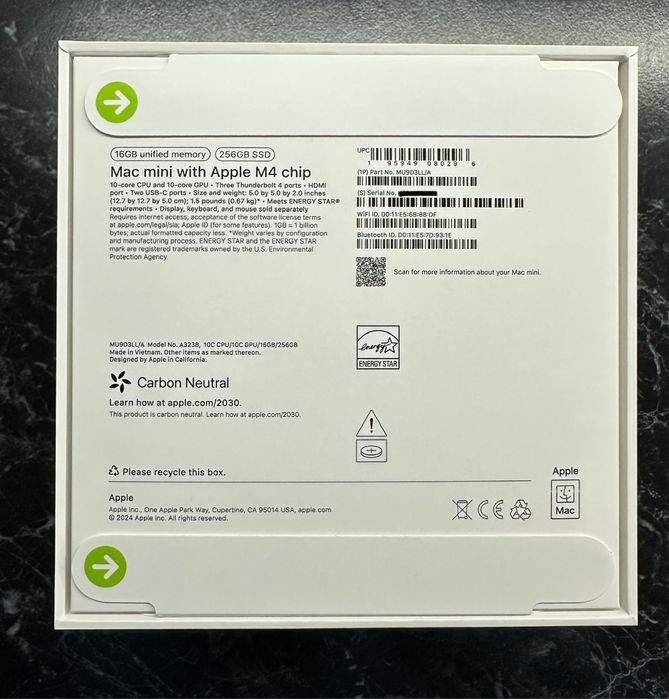 Apple Mac Mini M4 16gb / 256gb 799$