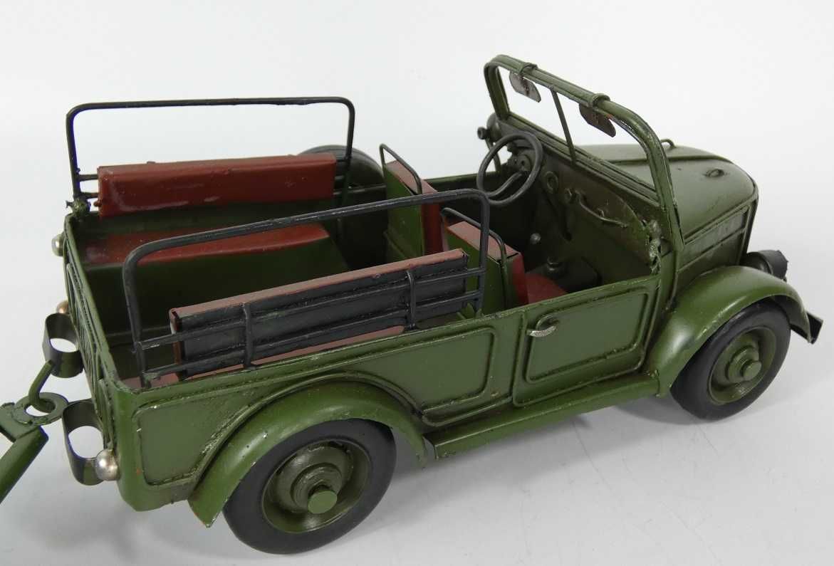 Wojskowy Metalowy model pojazd samochód JEEP z przyc pickup auto 36 cm