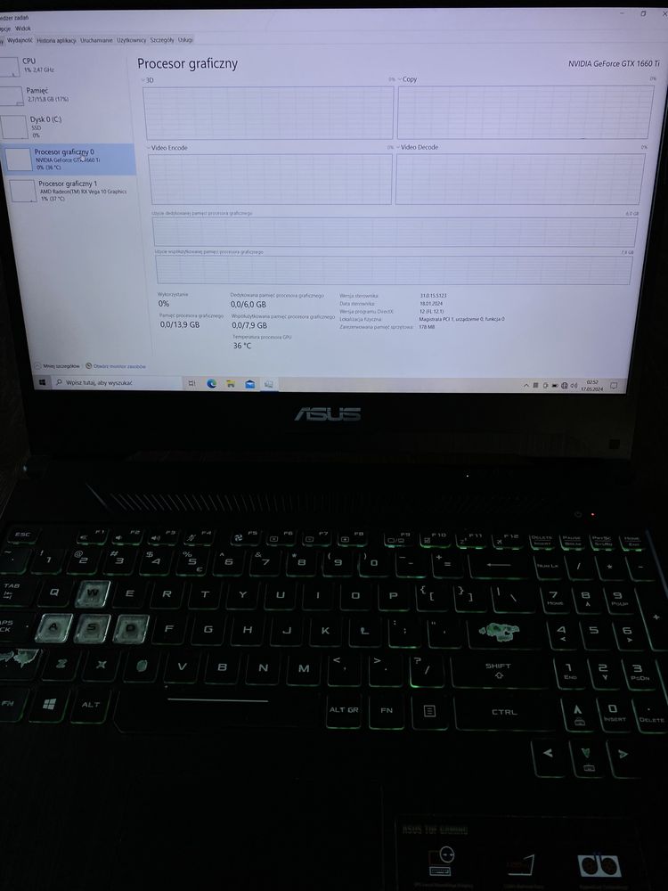 Laptop gamingowy ASUS TUF 120Hz gtx1660ti ryzen7 3750H