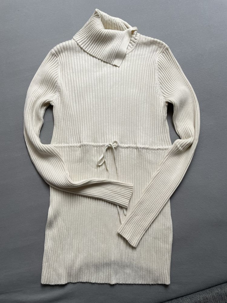 Przepiękny prążkowany sweter z golfem jedwab massimo dutti r. S/M/L