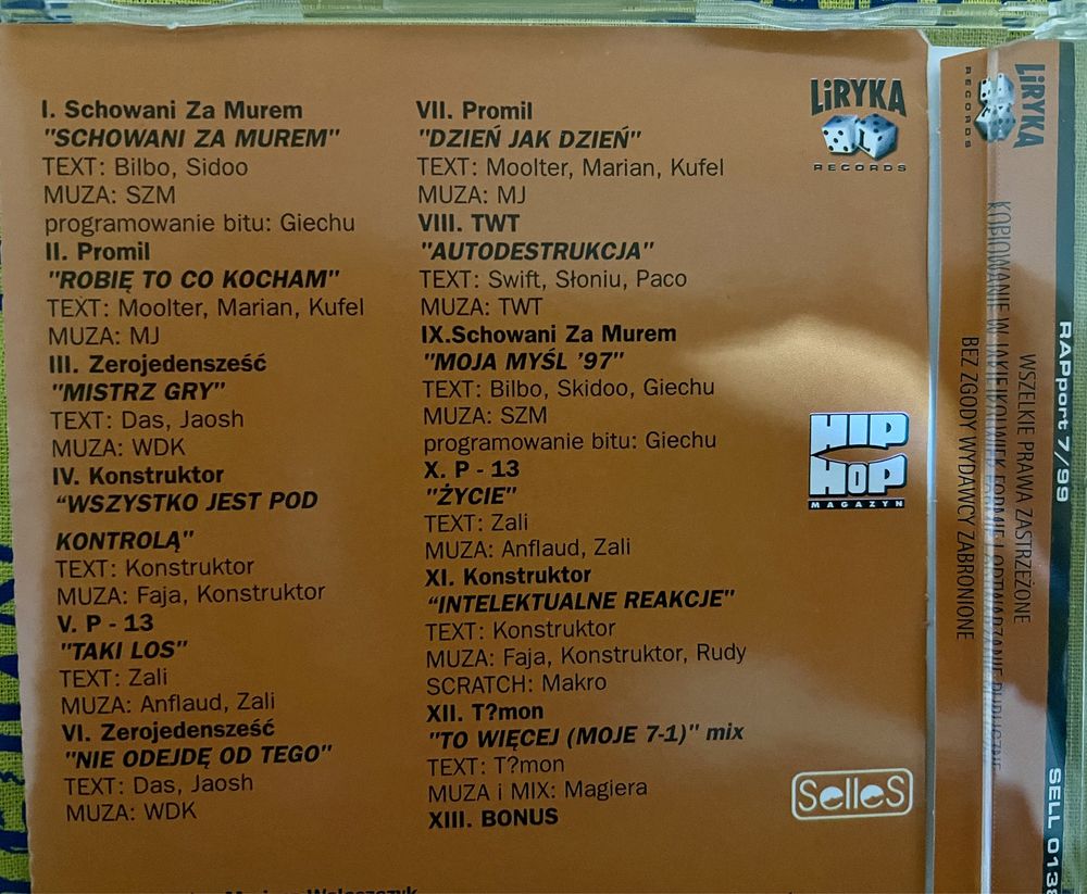 Płyta CD RAPport 7/99 /Hip Hop Magazyn 1999 Liryka Records