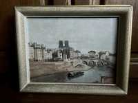 Corot  Notre Dame Paryż reprodukcja stara pozłacana rama do obrazu