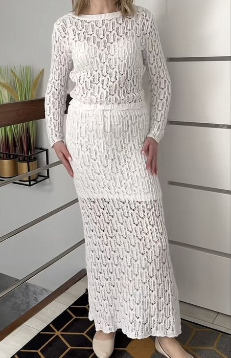 Spódnica ażurowa biała długa maxi sinsay