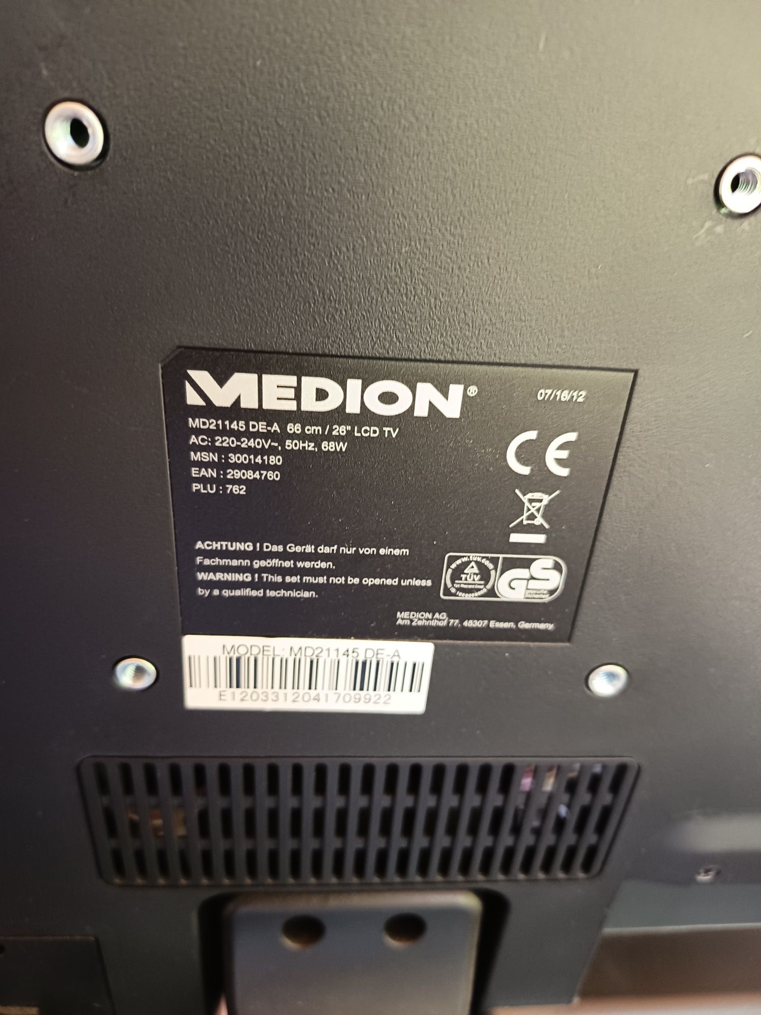 Telewizor Medion 26cali z pilotem+ DVD