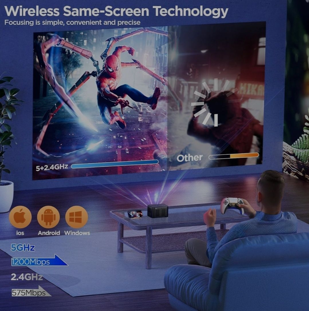 Projektor A40 Air Wireless Screen Android iOS HDMI USB 4k