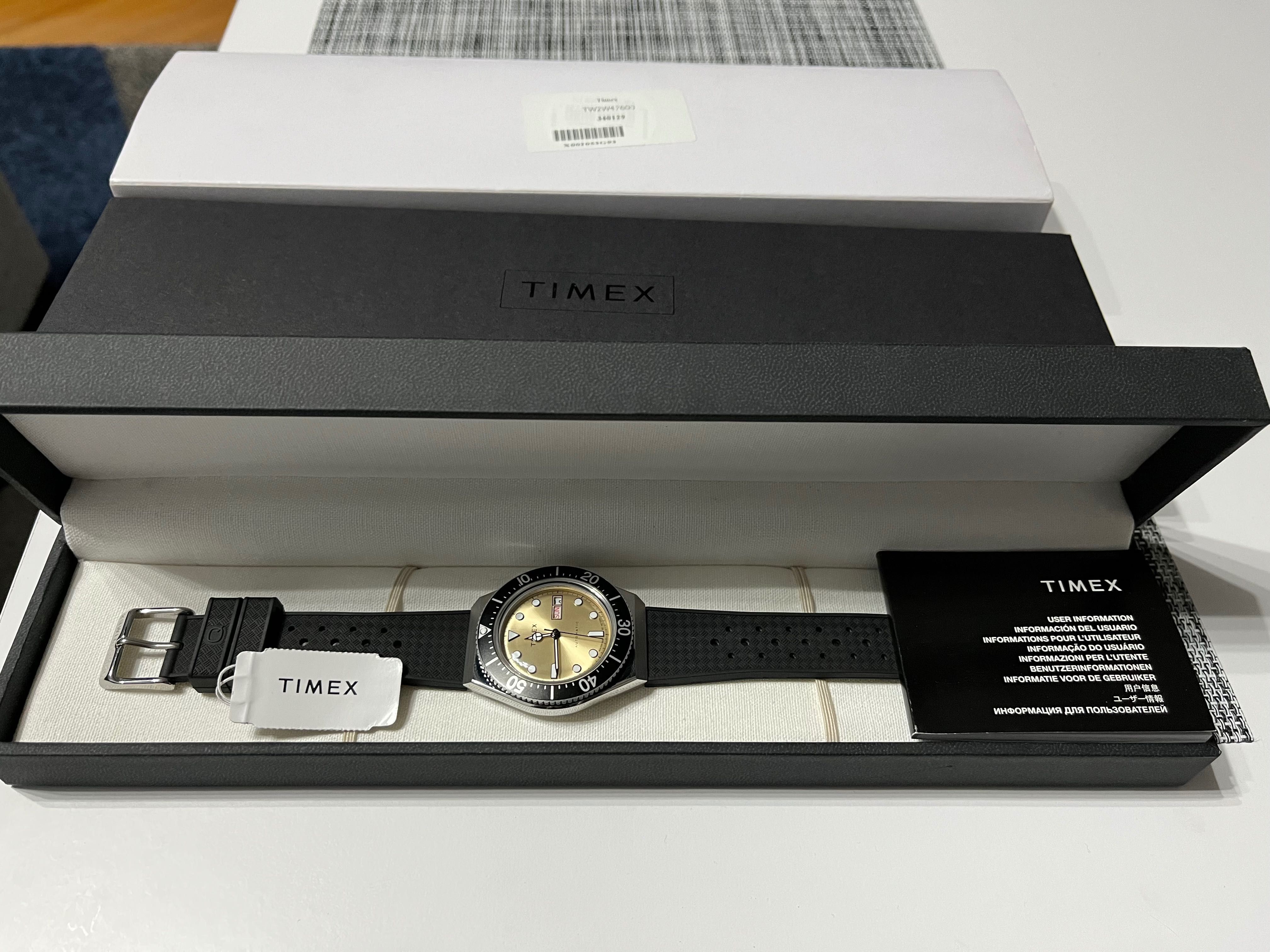 TIMEX M79 Automatic TW2W47600 zegarek męski retro automat Złota tarcza