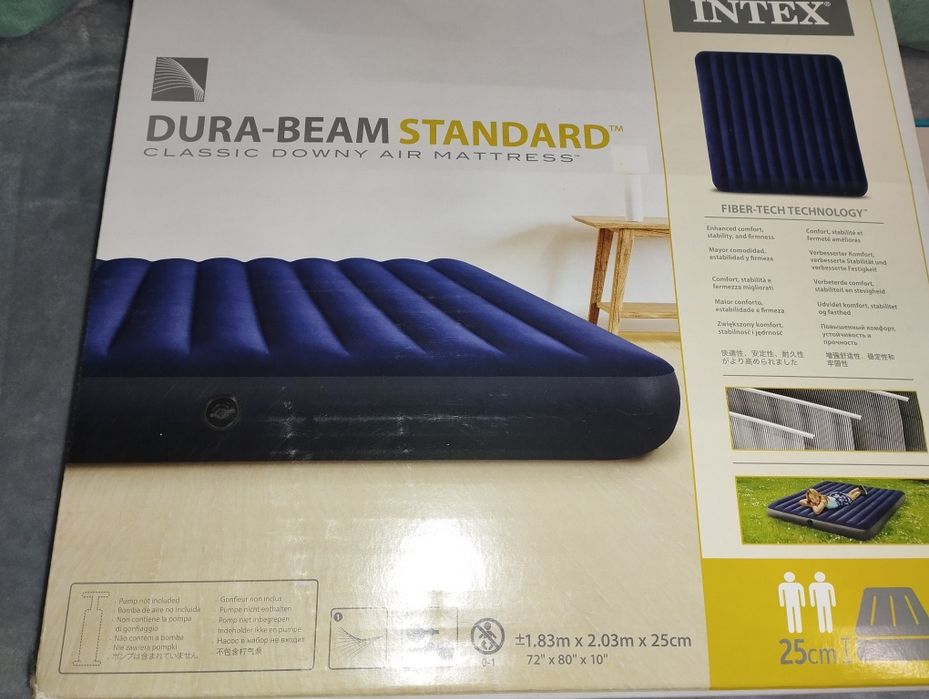 Надувной матрас Dura-Beam Standard Intex + насос + 2 надувные подушки