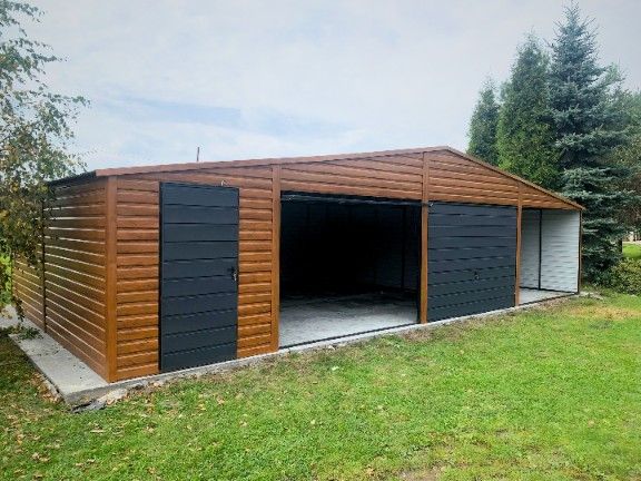 Garaż blaszany drewnopodobny 11x5m schowek na budowe |12x6 13x7 14x8|