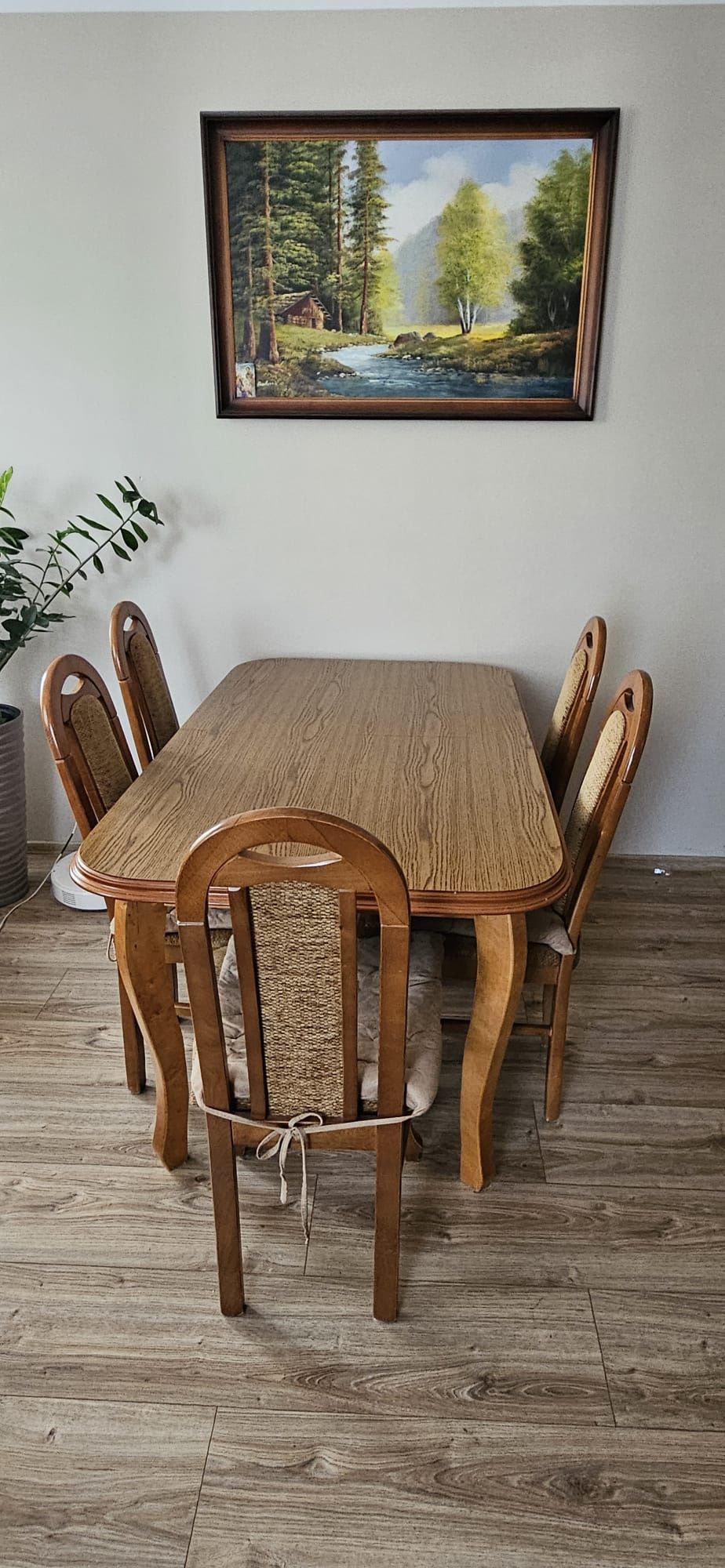 Zestaw Stół z 6 krzesłami  kolor dąb