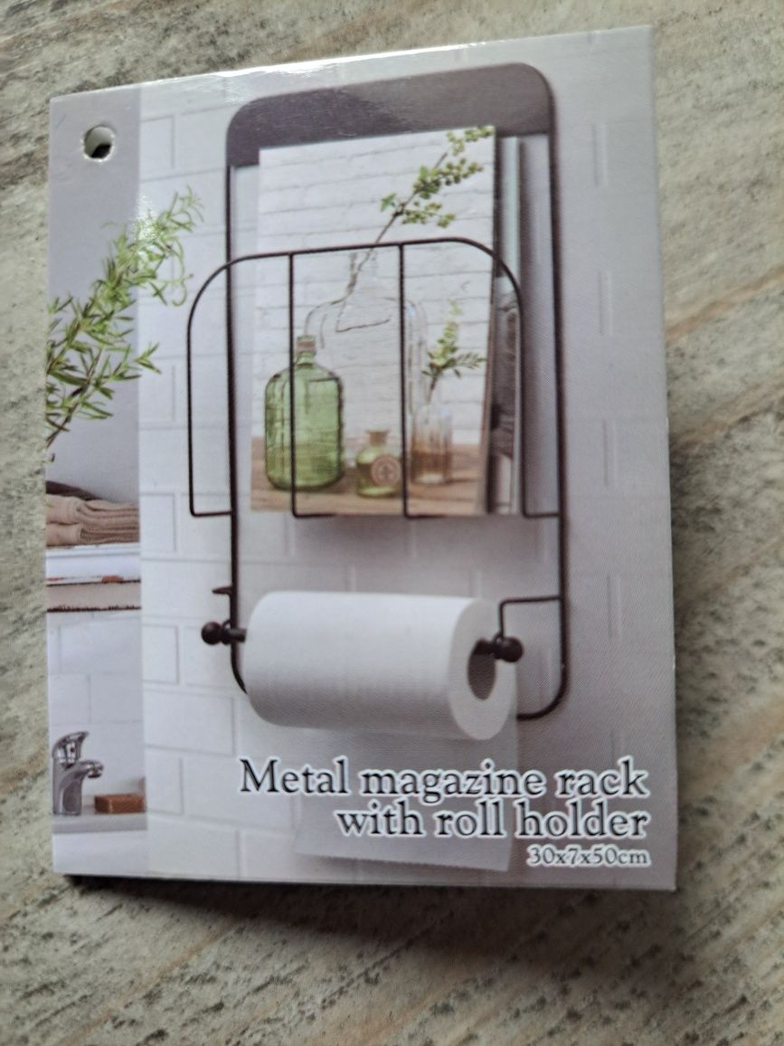 Stojak metalowy z uchwytem na papier