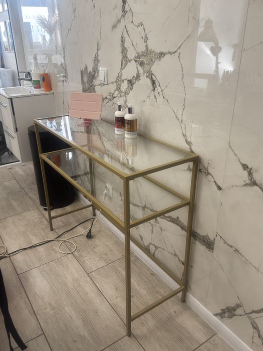 konsola szklana złoto