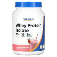 Whey Protein Isolate, Nutricost, полуничний молочний коктейль, 907 г