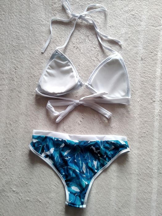 Piękny dwuczęściowy strój kąpielowy M bikini liście kostium kąpielowy