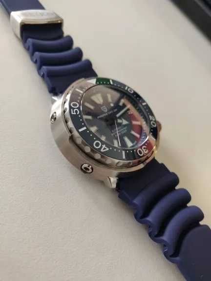 Granatowy pasek gumowy 22mm do zegarka Seiko SKX007 silikonowy klamra