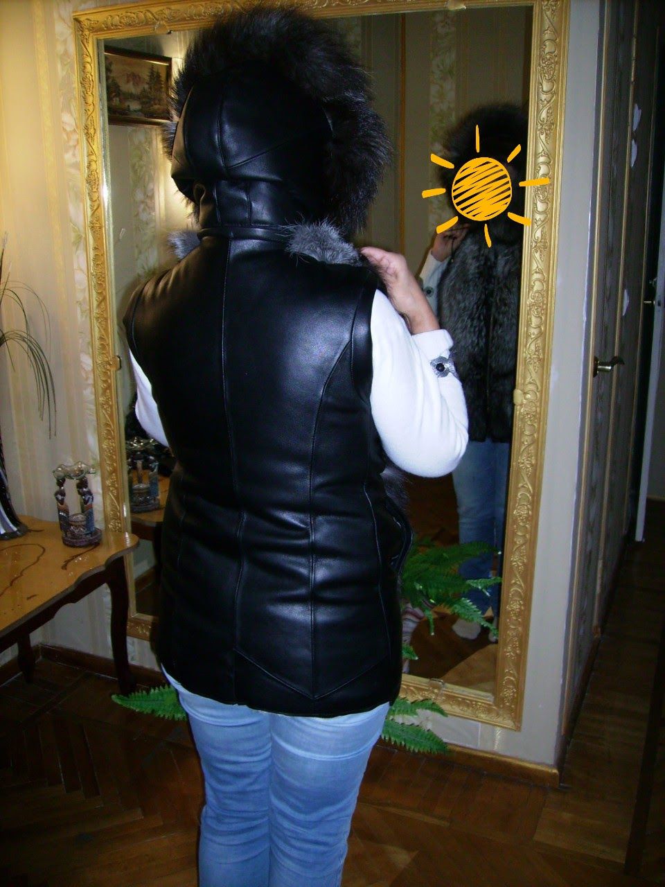 Зимняя, еврозима, кожаная куртка з чорнобуркой 46р, М