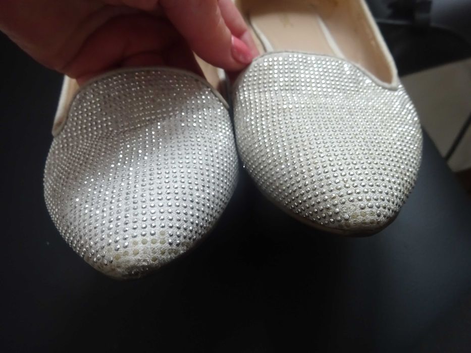 Next baleriny damskie buty 38 beżowo-srebrne