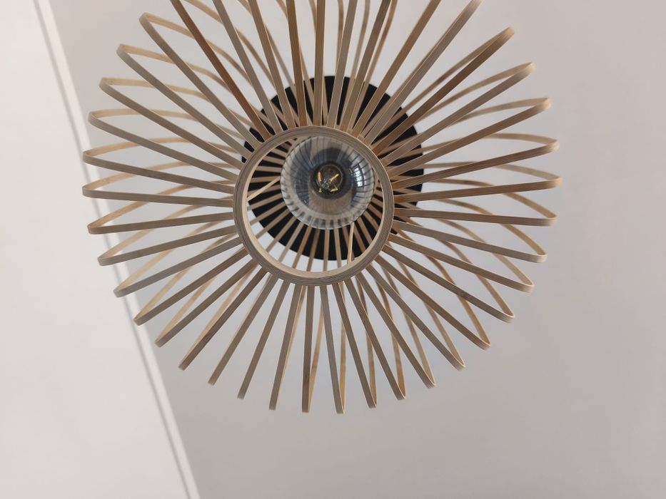 Candeeiro de teto suspenso INSPIRE PECAN E27 METAL PRETO/BAMBU