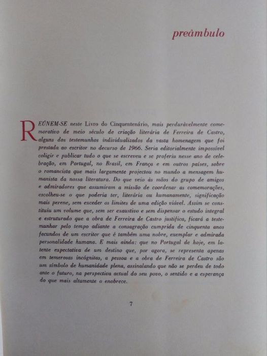 Livro do Cinquentenário da vida literária de Ferreira de Castro