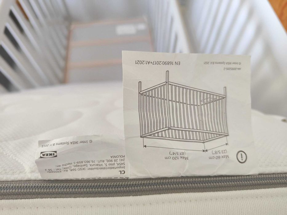Łóżeczko IKEA SUNDVIK 120×60 szare + materac JÄTTERÖTT