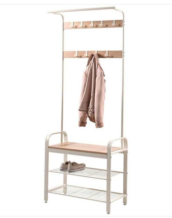 Wieszak na ubrania z półkami, przedpokój