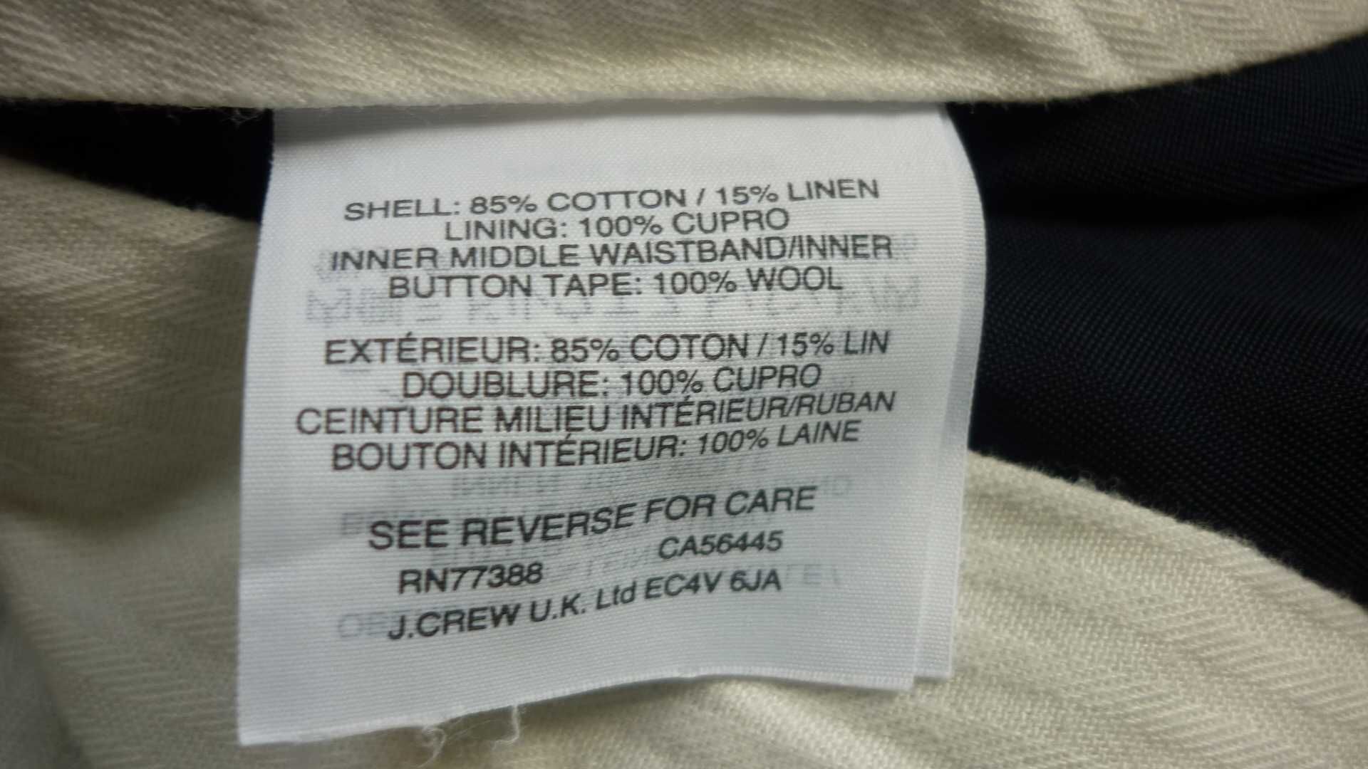 J. Crew- męskie spodnie bawełniane z lnem  r; 34/30