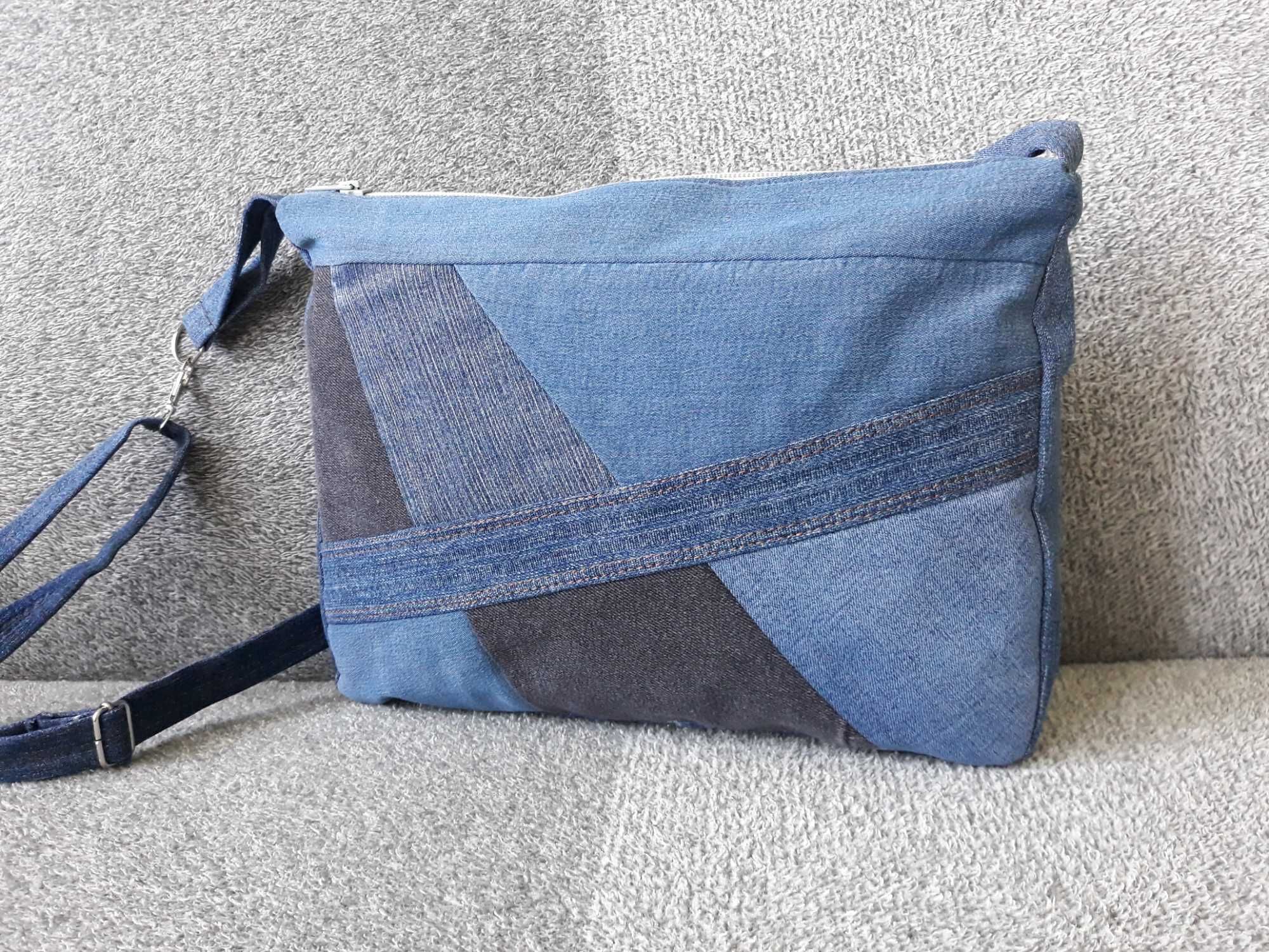 Torba torebka dżinsowa jeansowa handmade rękodzieło pomysł na prezent