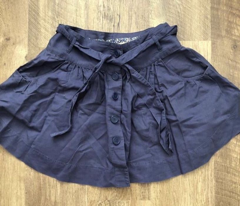 Юбка солнце на пуговицах с поясом голубая ОТ 80 Длина 50