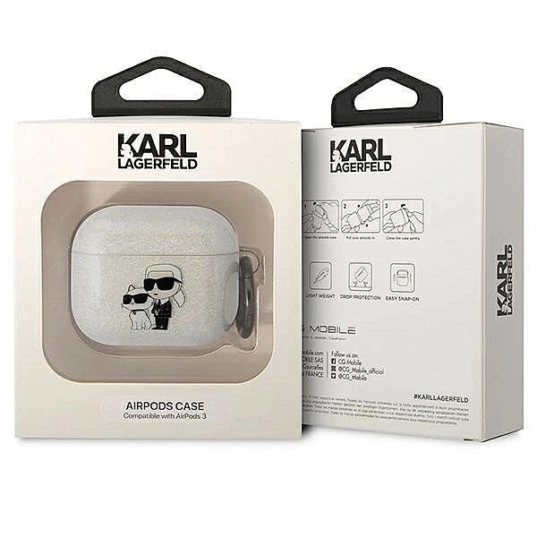 Etui Karl Lagerfeld Glitter Karl&Choupette na AirPods 3 - przezroczyst