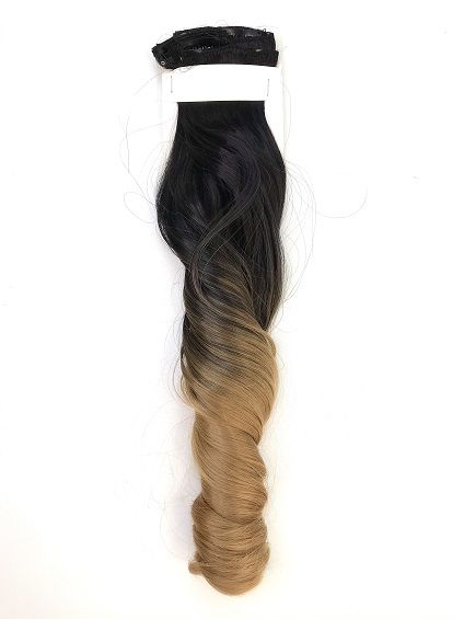 Doczepiane WŁOSY Zestaw CLIP-IN Naturalne Loki OMBRE Ciemny brąz/Blond