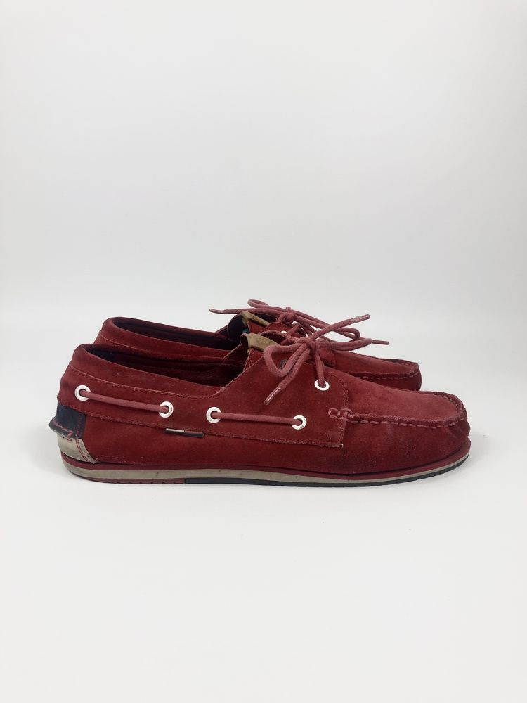 Czerwone męskie buty Tommy Hilfiger sznurowane  eleganckie mokasyny