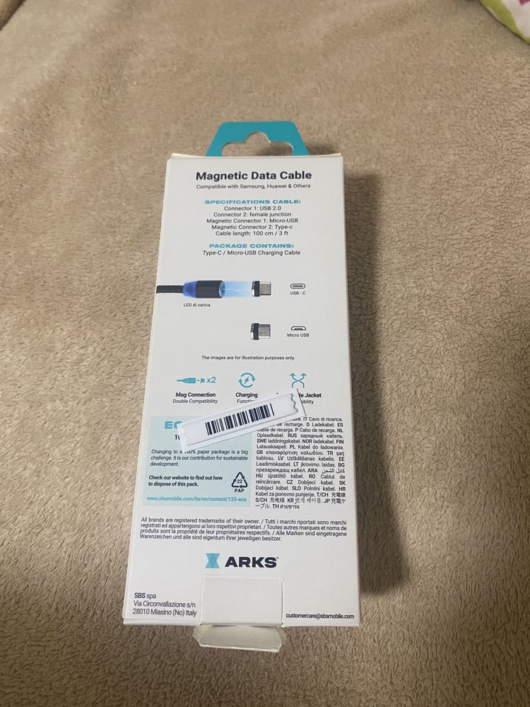Kabel USB - Micro USB/USB Typ C ARKS 1 m 2w1 Czarny