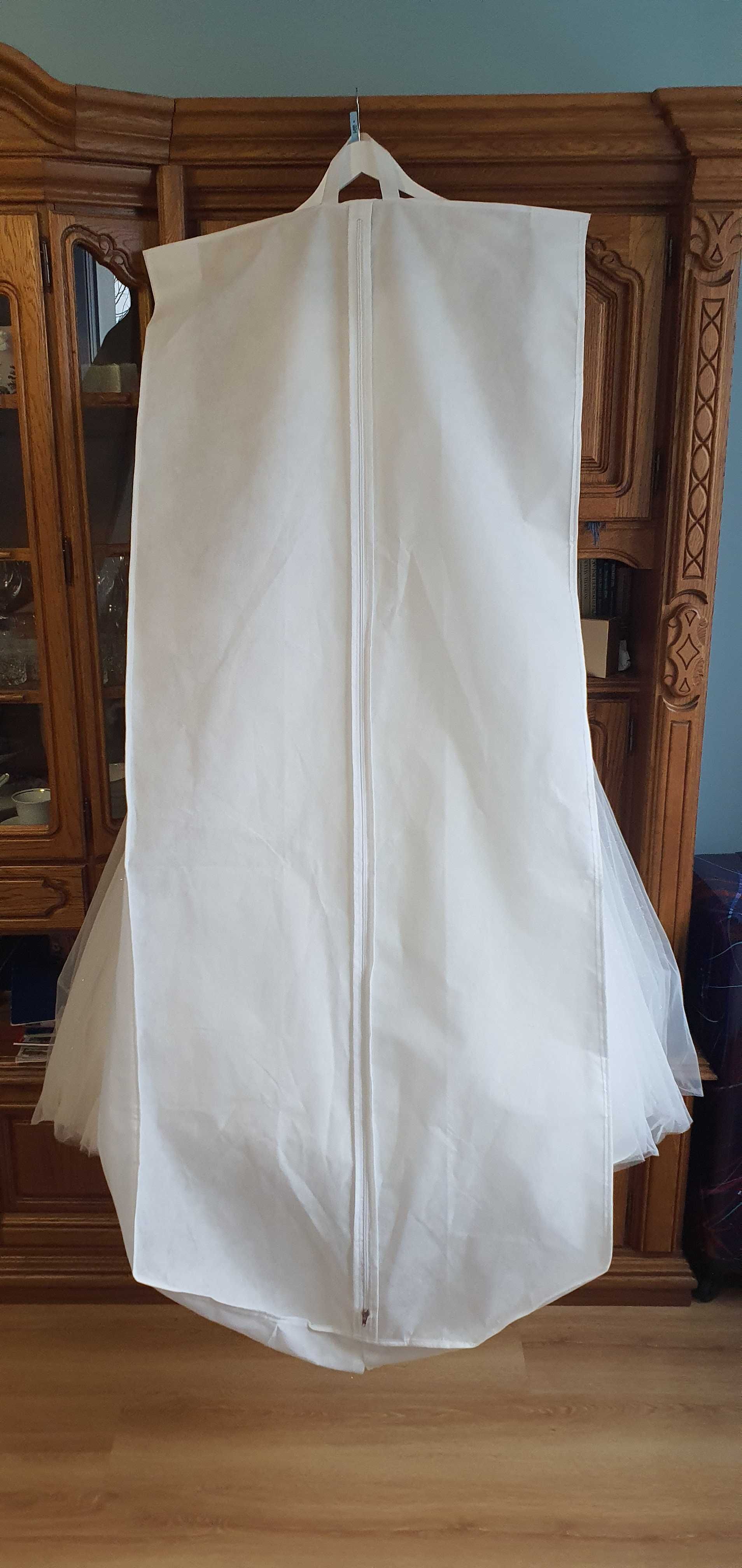 Suknia ślubna tiulowa, koronka 3D, ivory, literka A, rozmiar M