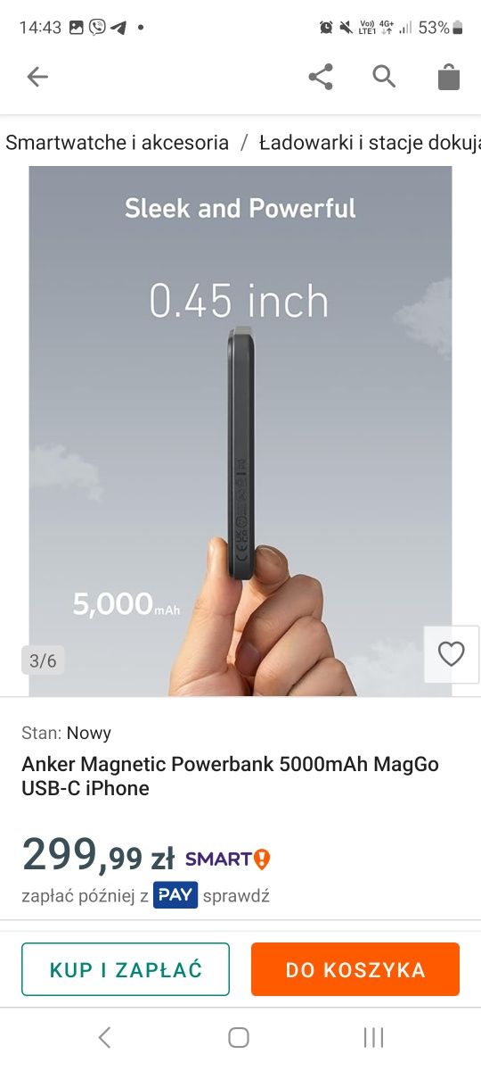 Powerbank Anker 621 magnetic battery bezprzewodowy MagGo 5000 mah