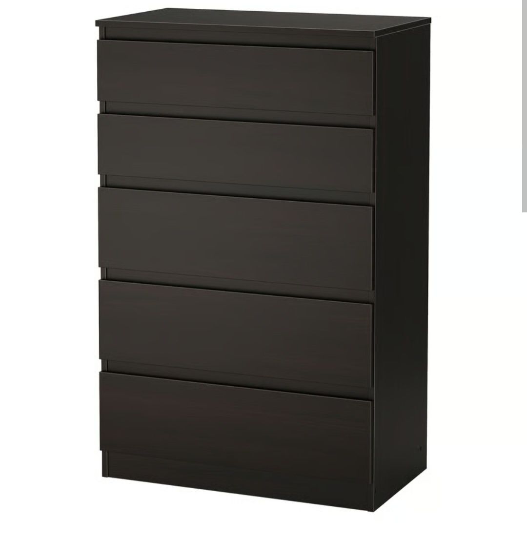 Cómoda IKEA Kullen preta 5 gavetas