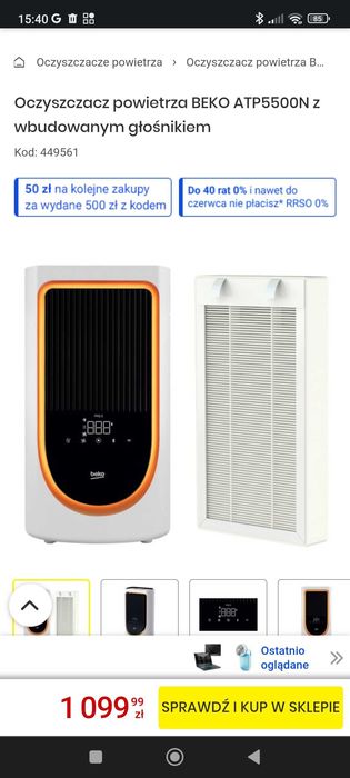 Oczyszczacz powietrza BEKO ATP5500N