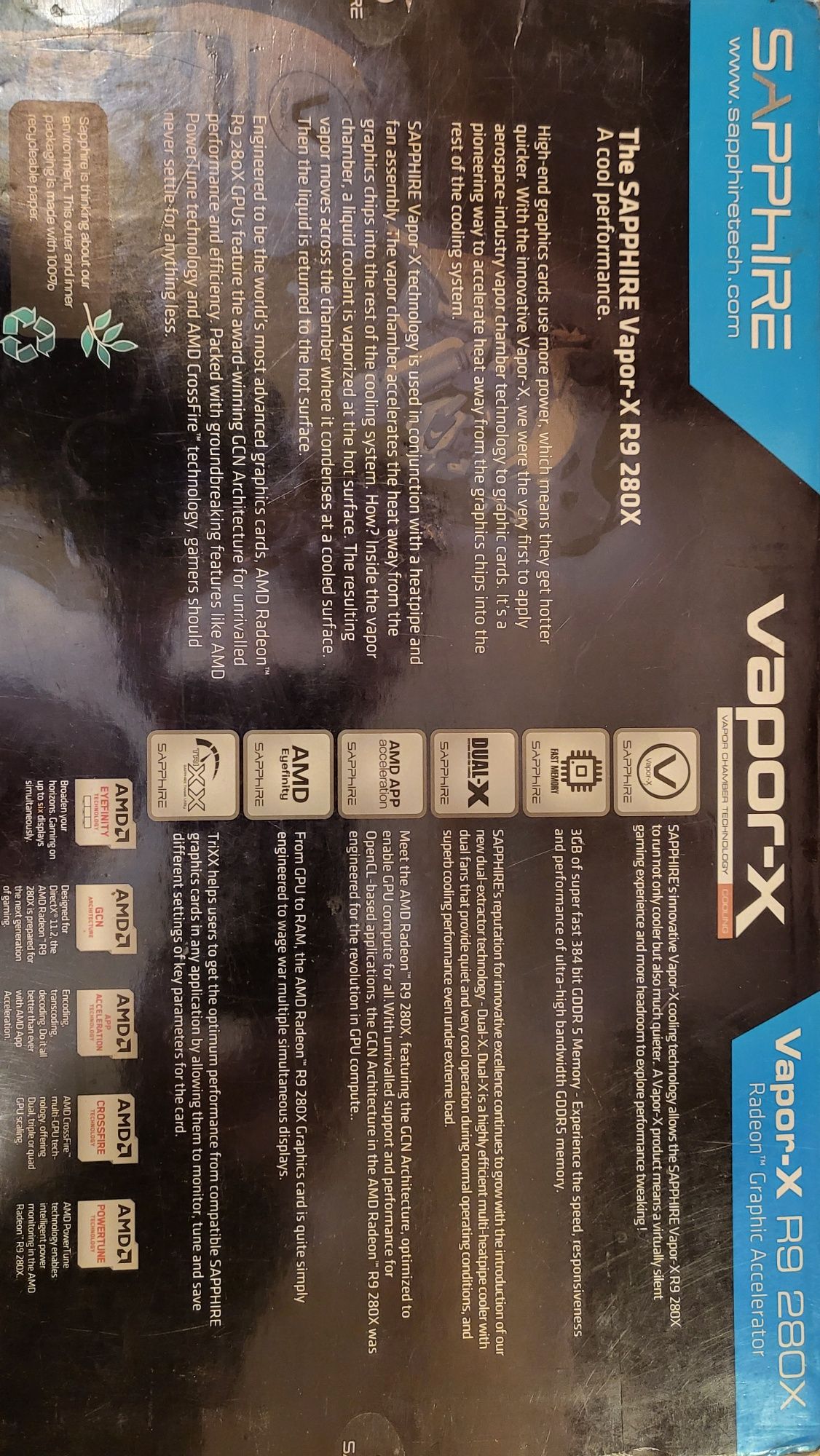 karta graficzna sapphire radeon vapor-x r9 280x 3gb HDMI + pudełko