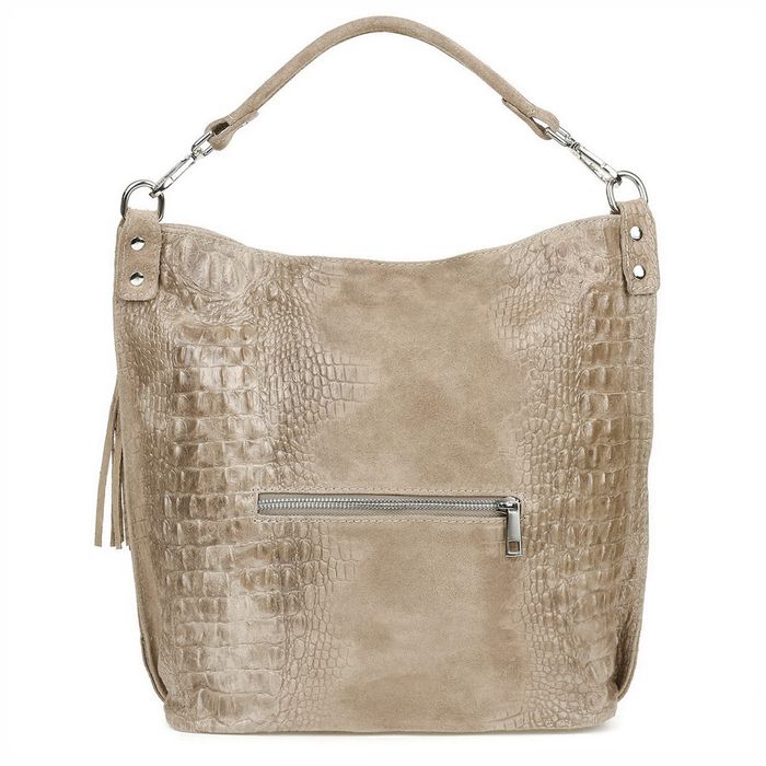 VERA PELLE torebka zamszowa worek kroko z paskiem V476 c.fioletowa