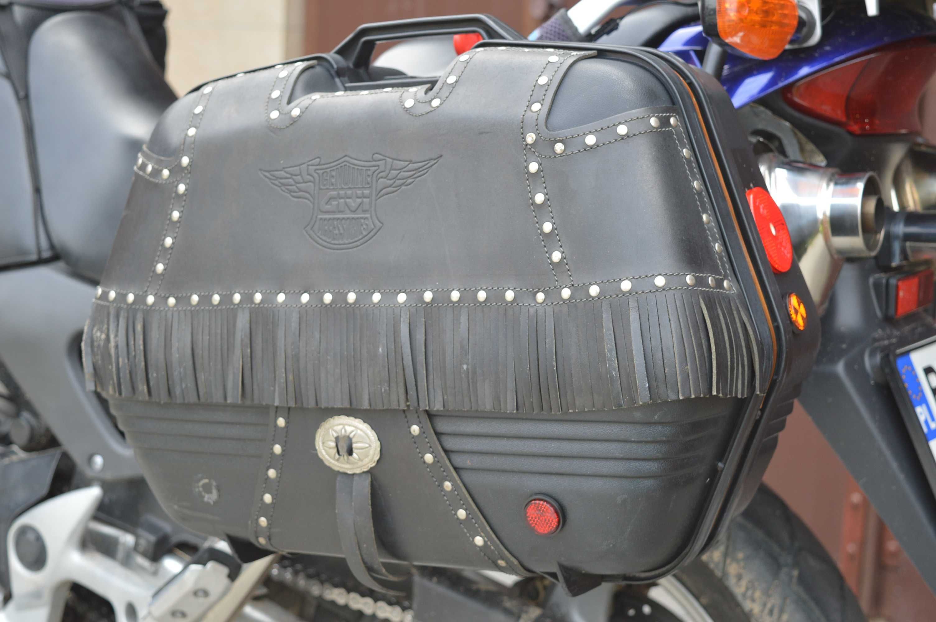 Kufry Givi e28 Custom skóra ćwieki shadow virago drag star Vulcan vtx