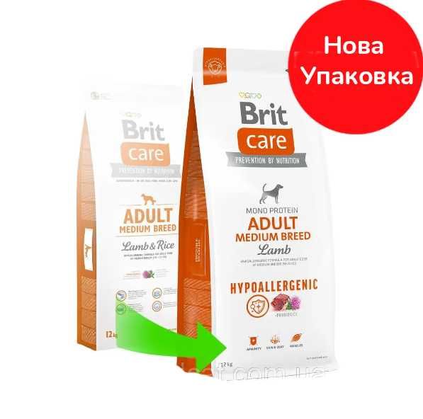 Корм д/собак Brit Care Ягня+Рис • 12 кг • Середні Породи • Чехія