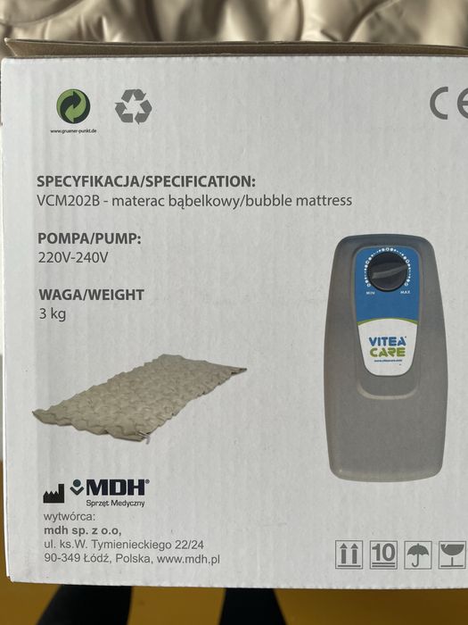 Materac przeciwodleżynowy z pompą Vitea Care SIMPLY BUBBLE VCM202B