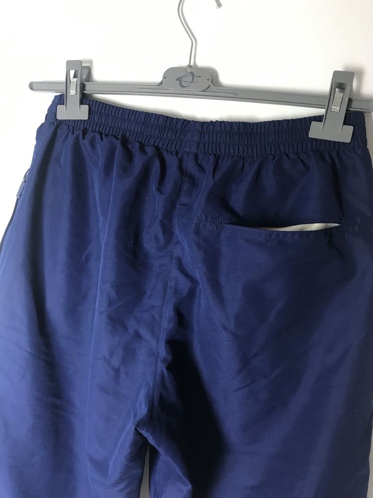 Granatowe długie spodnie zimowe, sportowe Adidas, vintage