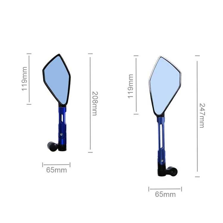 Par espelhos minimalistas haste curta alumínio rosca 8 e 10 mm